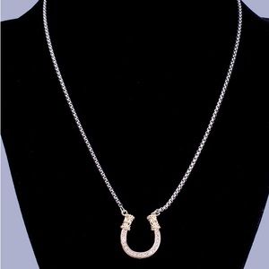 Crystal Omega Classic Horseshoe Necklace. Full Cut Crystals
